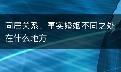同居关系、事实婚姻不同之处在什么地方
