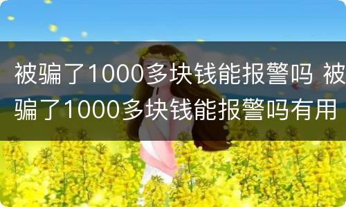 被骗了1000多块钱能报警吗 被骗了1000多块钱能报警吗有用吗