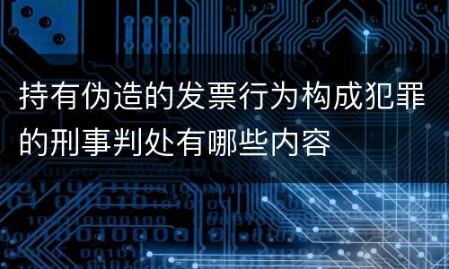 持有伪造的发票行为构成犯罪的刑事判处有哪些内容