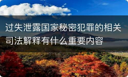 过失泄露国家秘密犯罪的相关司法解释有什么重要内容