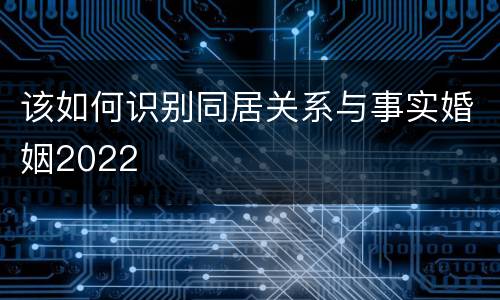 该如何识别同居关系与事实婚姻2022