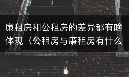廉租房和公租房的差异都有啥体现（公租房与廉租房有什么不同）
