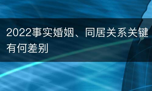 2022事实婚姻、同居关系关键有何差别
