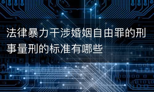 法律暴力干涉婚姻自由罪的刑事量刑的标准有哪些