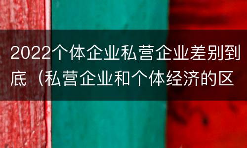 2022个体企业私营企业差别到底（私营企业和个体经济的区别）