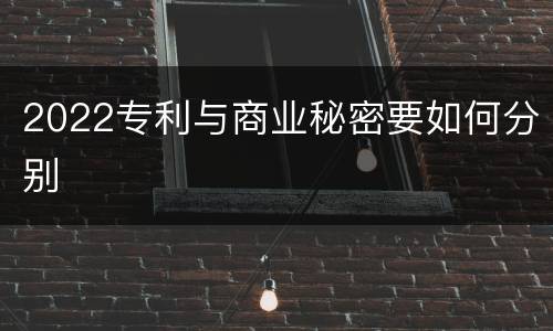 2022专利与商业秘密要如何分别