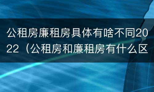 公租房廉租房具体有啥不同2022（公租房和廉租房有什么区别?2019年的）