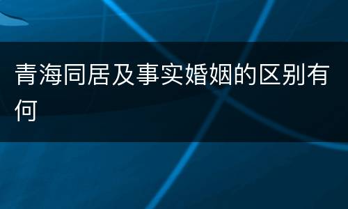 青海同居及事实婚姻的区别有何