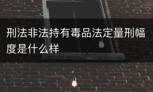 刑法非法持有毒品法定量刑幅度是什么样