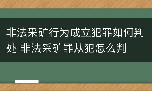 非法采矿行为成立犯罪如何判处 非法采矿罪从犯怎么判