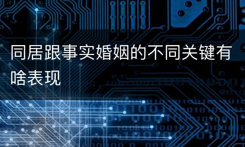 同居跟事实婚姻的不同关键有啥表现