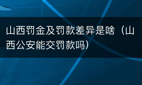 山西罚金及罚款差异是啥（山西公安能交罚款吗）