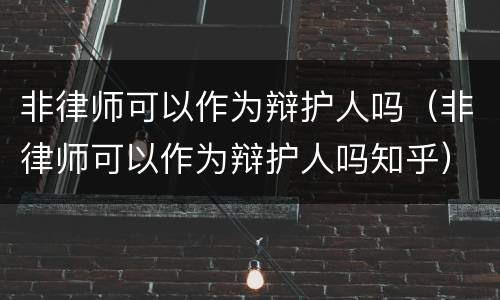 非律师可以作为辩护人吗（非律师可以作为辩护人吗知乎）