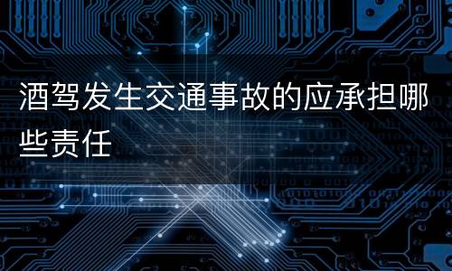 酒驾发生交通事故的应承担哪些责任