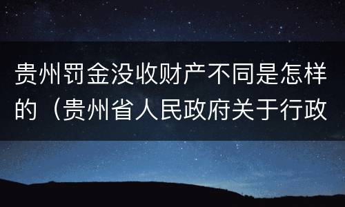 贵州罚金没收财产不同是怎样的（贵州省人民政府关于行政处罚较大数额罚款标准的规定）