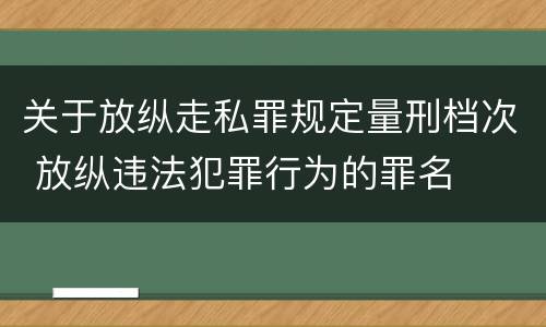 关于放纵走私罪规定量刑档次 放纵违法犯罪行为的罪名