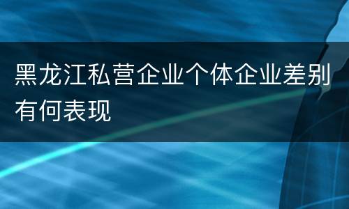 黑龙江私营企业个体企业差别有何表现