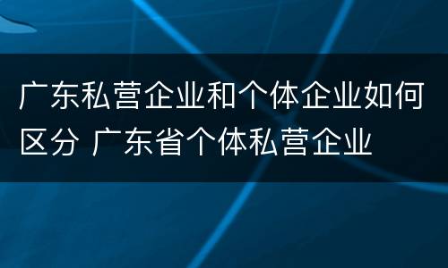 广东私营企业和个体企业如何区分 广东省个体私营企业