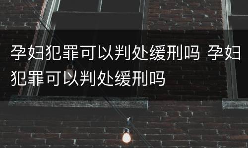 孕妇犯罪可以判处缓刑吗 孕妇犯罪可以判处缓刑吗