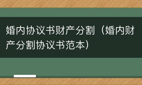 婚内协议书财产分割（婚内财产分割协议书范本）