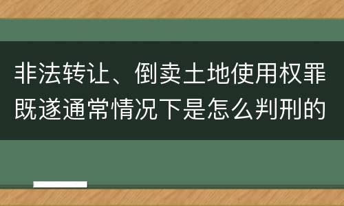 非法转让、倒卖土地使用权罪既遂通常情况下是怎么判刑的