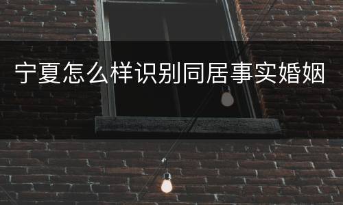 宁夏怎么样识别同居事实婚姻