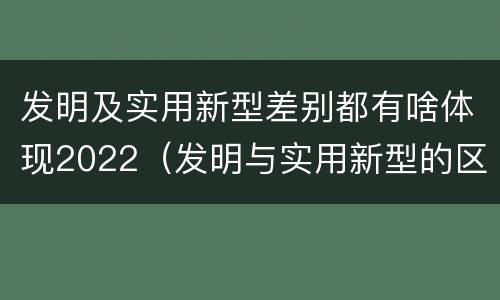 发明及实用新型差别都有啥体现2022（发明与实用新型的区别有哪些）