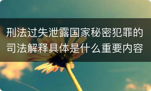 刑法过失泄露国家秘密犯罪的司法解释具体是什么重要内容
