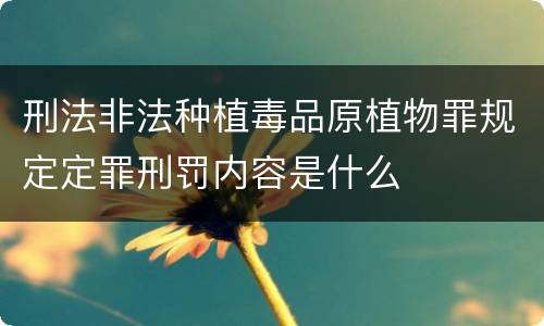 刑法非法种植毒品原植物罪规定定罪刑罚内容是什么