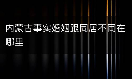 内蒙古事实婚姻跟同居不同在哪里