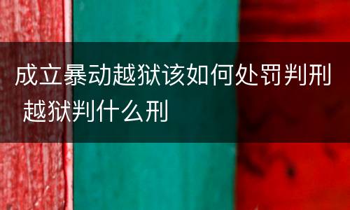 成立暴动越狱该如何处罚判刑 越狱判什么刑