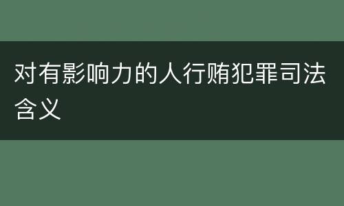 对有影响力的人行贿犯罪司法含义