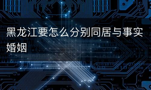 黑龙江要怎么分别同居与事实婚姻