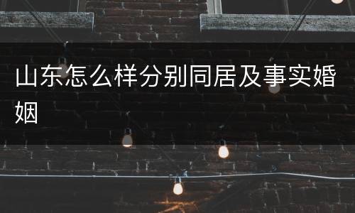 山东怎么样分别同居及事实婚姻