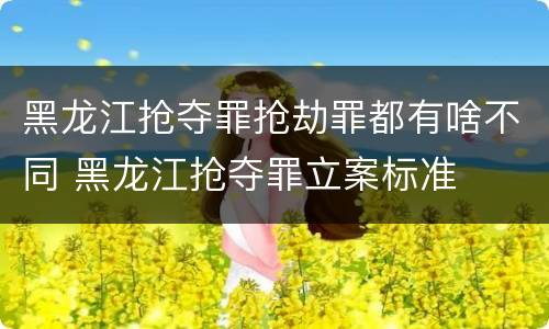 黑龙江抢夺罪抢劫罪都有啥不同 黑龙江抢夺罪立案标准