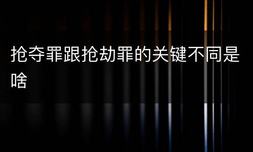 抢夺罪跟抢劫罪的关键不同是啥