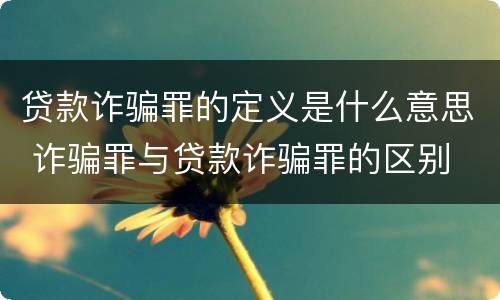 贷款诈骗罪的定义是什么意思 诈骗罪与贷款诈骗罪的区别