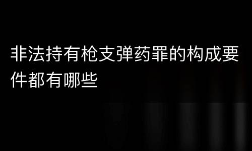 非法持有枪支弹药罪的构成要件都有哪些