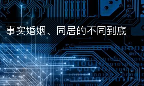事实婚姻、同居的不同到底