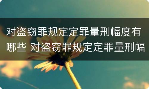 对盗窃罪规定定罪量刑幅度有哪些 对盗窃罪规定定罪量刑幅度有哪些规定