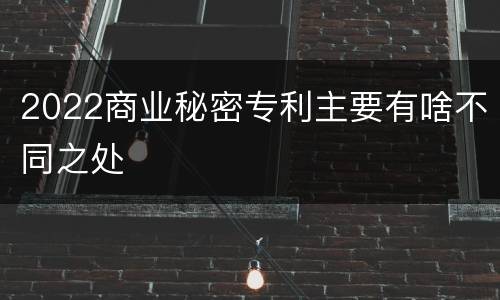 2022商业秘密专利主要有啥不同之处