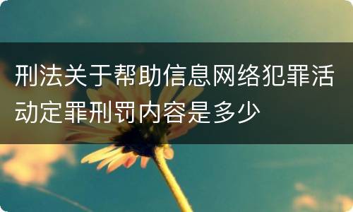 刑法关于帮助信息网络犯罪活动定罪刑罚内容是多少
