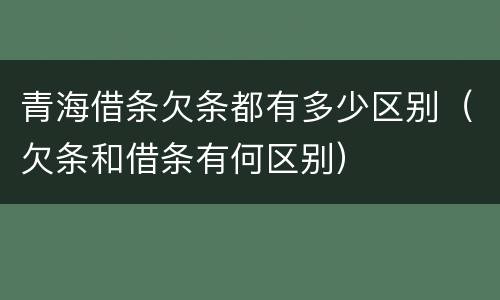 青海借条欠条都有多少区别（欠条和借条有何区别）