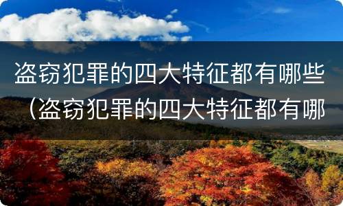 盗窃犯罪的四大特征都有哪些（盗窃犯罪的四大特征都有哪些内容）