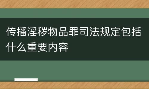 传播淫秽物品罪司法规定包括什么重要内容