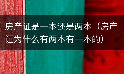 房产证是一本还是两本（房产证为什么有两本有一本的）