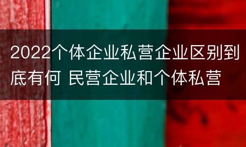 2022个体企业私营企业区别到底有何 民营企业和个体私营