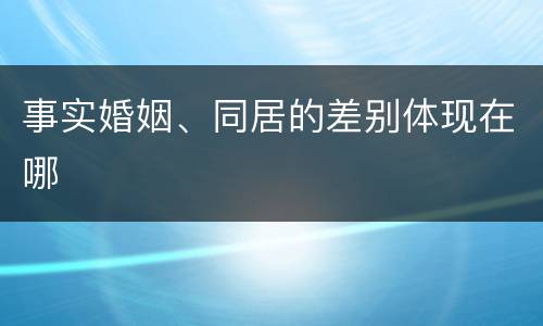 事实婚姻、同居的差别体现在哪