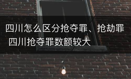 四川怎么区分抢夺罪、抢劫罪 四川抢夺罪数额较大