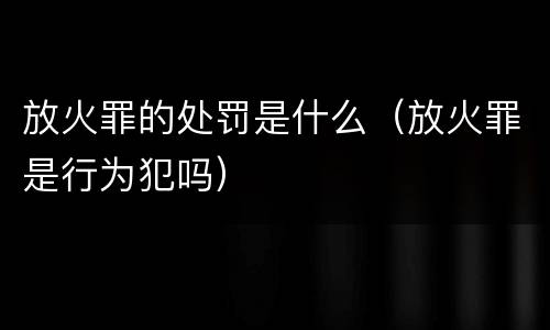 放火罪的处罚是什么（放火罪是行为犯吗）